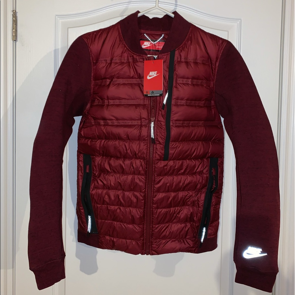 New Nike Tech Fleece Aeroloft bomber Red Size S